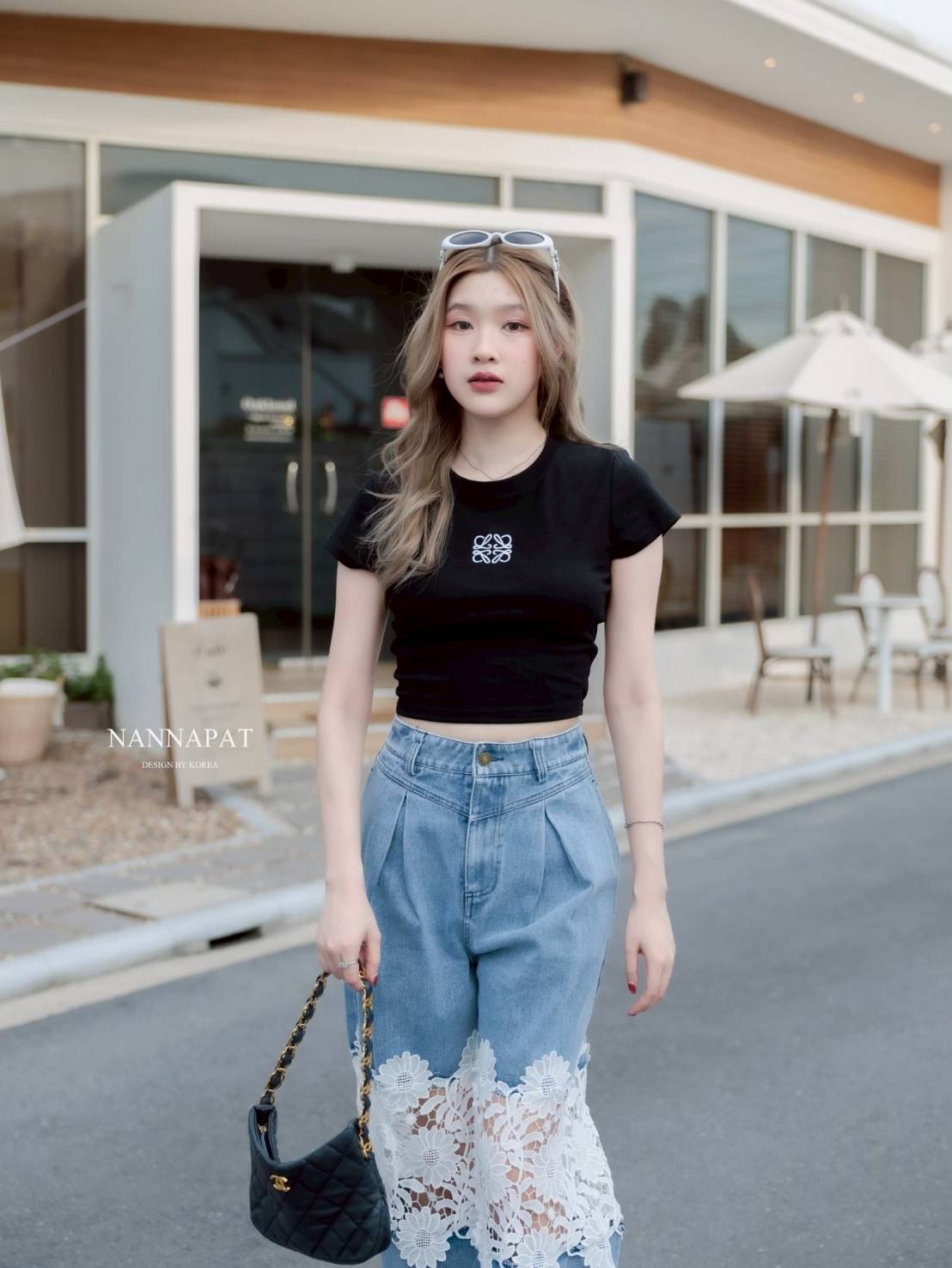ชุดเซท TAG :: NANNAPAT (NP) 🎗️ CONCEPT เสื้อเสื้อผ้ายืดนุ่มเด้งสู้มือมาก +กางเกงยีนส์แท้ฟอกสวย