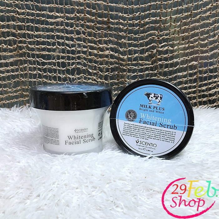 Scentio Milk Plus Bright and White Facial Scrub เซนทิโอ มิลค์พลัส ไบร์ แอนด์ ไวท์ เฟเชียล สครับ 100 ml