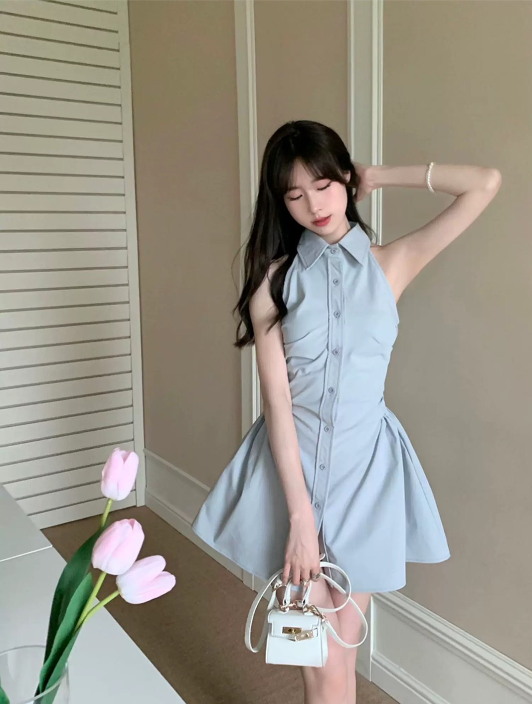 Ready to shipping ⚜️Label :: RAMI-PAPHA(รมิปภา) Milky Blue Set. (emoji) เซตสีฟ้านมๆสวยหวาน เสื้อคอปก กระดุมหน้า ดีเทลเก๋ทั้งตัว ดีเทลชายเสื้อเล่นเลเยอร์ เนื้อผ้านิ่มพริ้วอย่างดี สวมใส่สบาย ++กางเกงขาสั้น เนื้อผ้าและสีเดียวกัน ซับในอย่างดีทั้งตัว มี