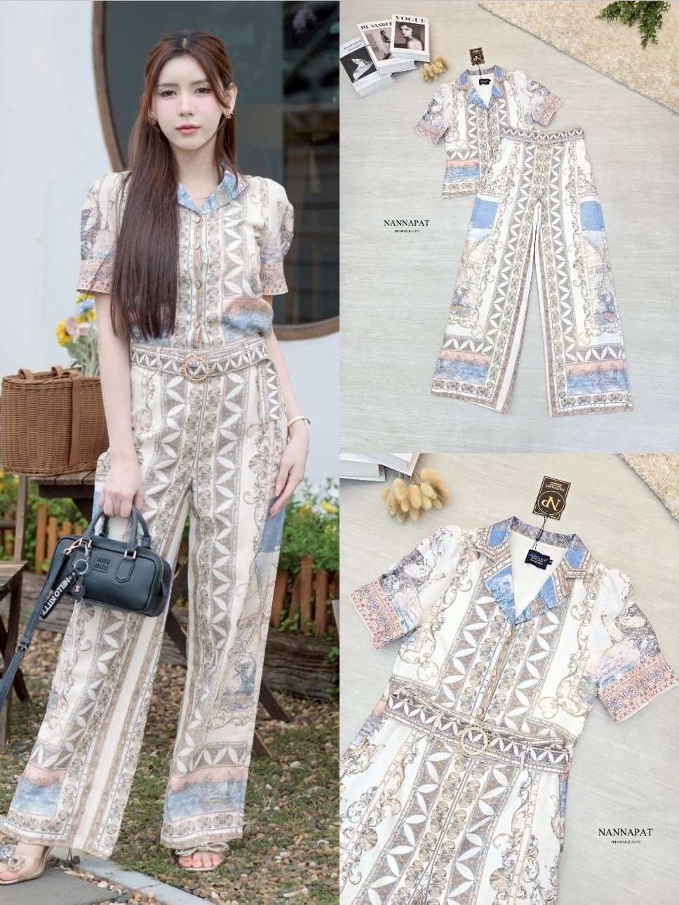 ชุดเซท ป้าย NANNAPAT (NP) 🎗️ CONCEPT ::เสื้อ+กางเกง งานพิมพ์ลายกราฟฟิกสวย