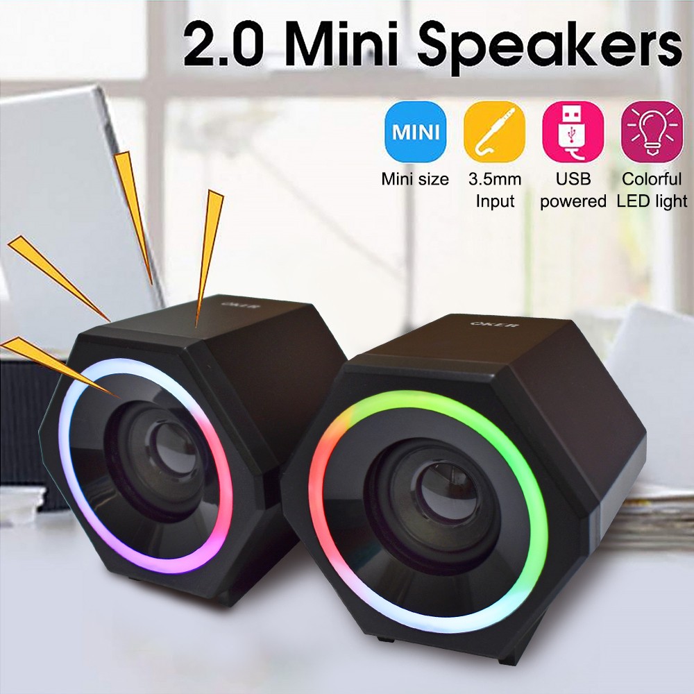 OKER SP-859 MULTIMEDIA SPEAKERS ไฟเรืองแสง 3w. x2 SP-OK-20-859XX