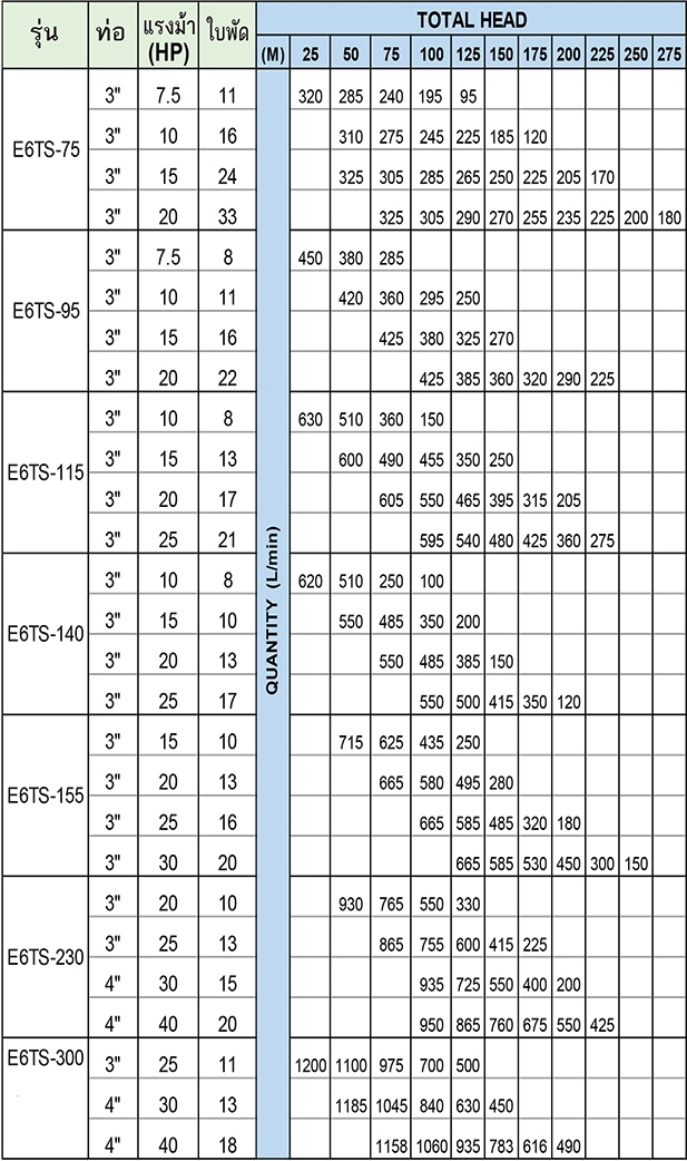 BERKELEY ปั๊มสูบน้ำบาดาล รุ่น E6TS-300 แรงม้า40HP (FRANKLIN)