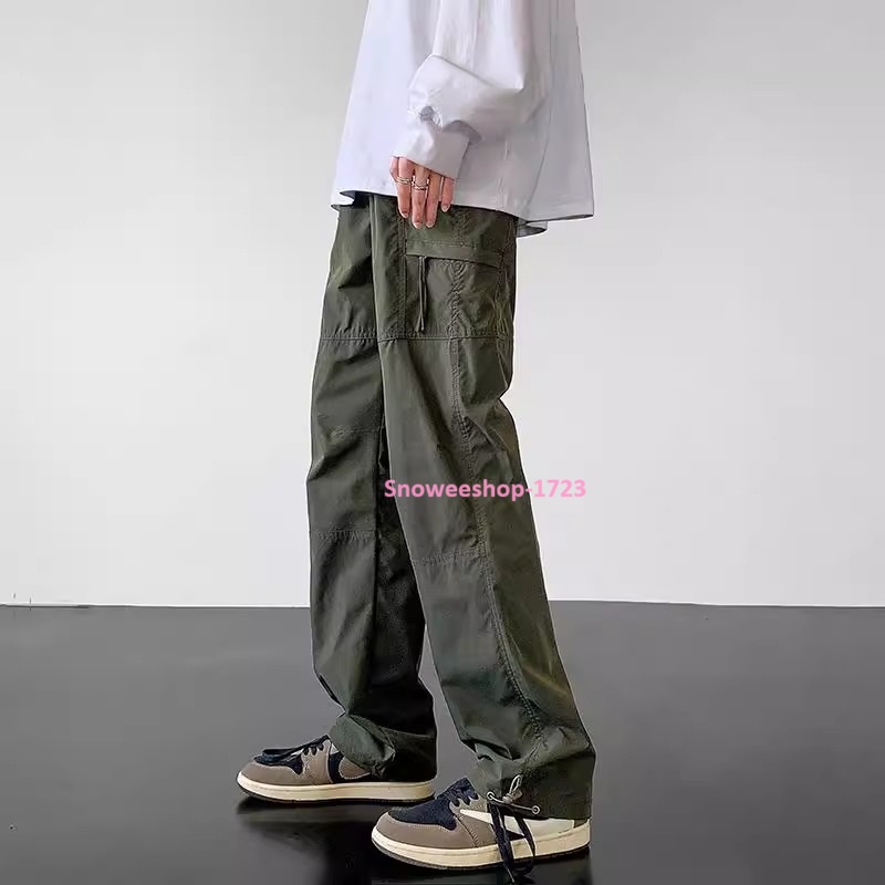 กางเกงกันหนาวสำหรับผู้ชาย ผู้หญิงใส่ได้ กางเกงบุขนกำมะหยี่หนากันหนาว กันหิมะ กันหยดน้ำ กางเกงขากว้าง แบบหนา ทรงหลวม มีหลายกระเป๋า สไตล์วินเทจ อเมริกัน เรโทร มี 4 สีให้เลือก