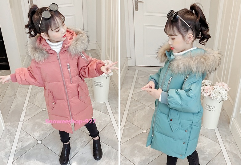 เสื้อโค้ทเด็กกันหนาวทอหนาด้วยผ้าฝ้ายบุขนเป็ดด้านใน Size 110 ถึง 160