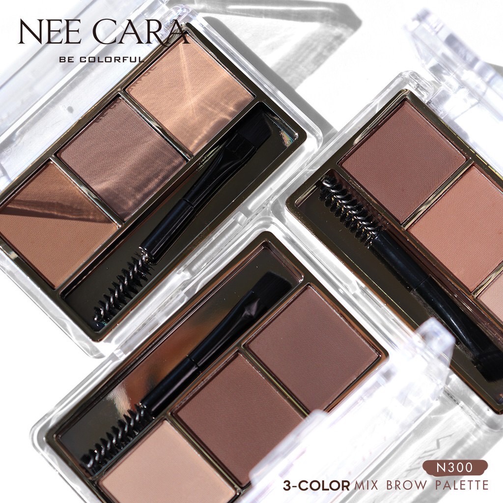 NEE CARA 3-COLOR MIX BROW POWDER Palette N300 นีคาร่า ที่เขียนคิ้ว แบบฝุ่น