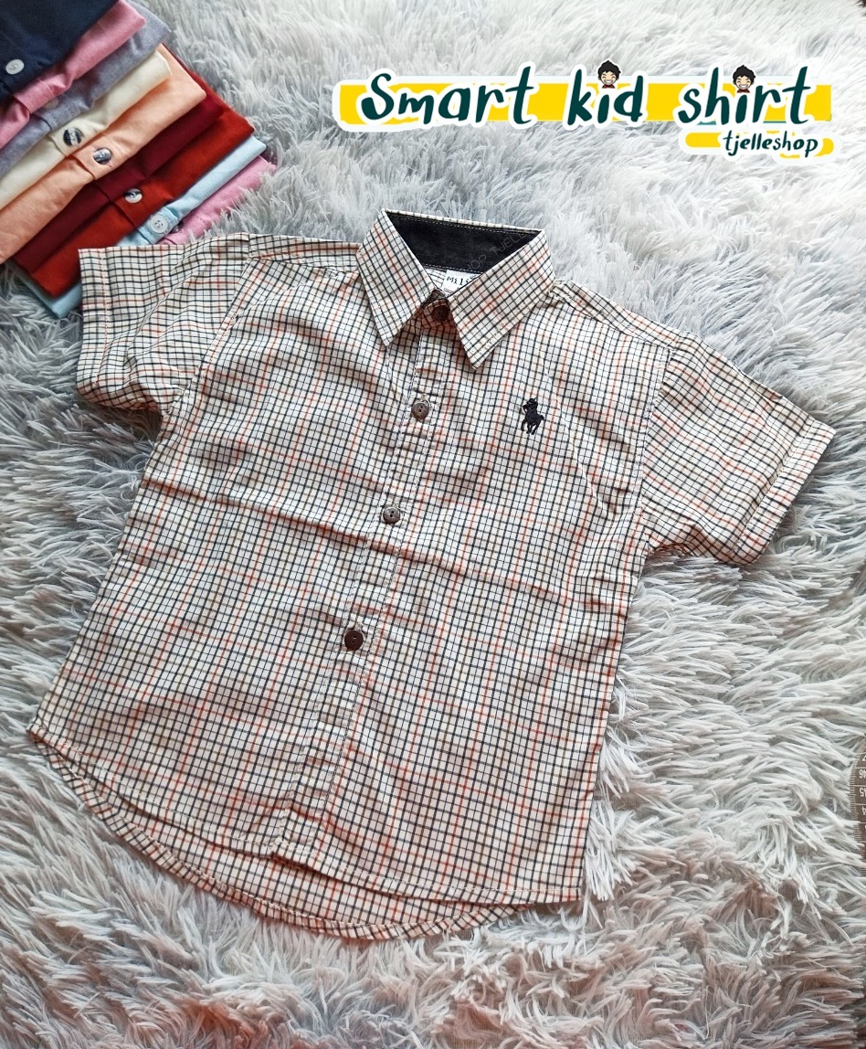 เสื้อเชิ้ตเด็ก แขนสั้น คอปก ลายสก็อต