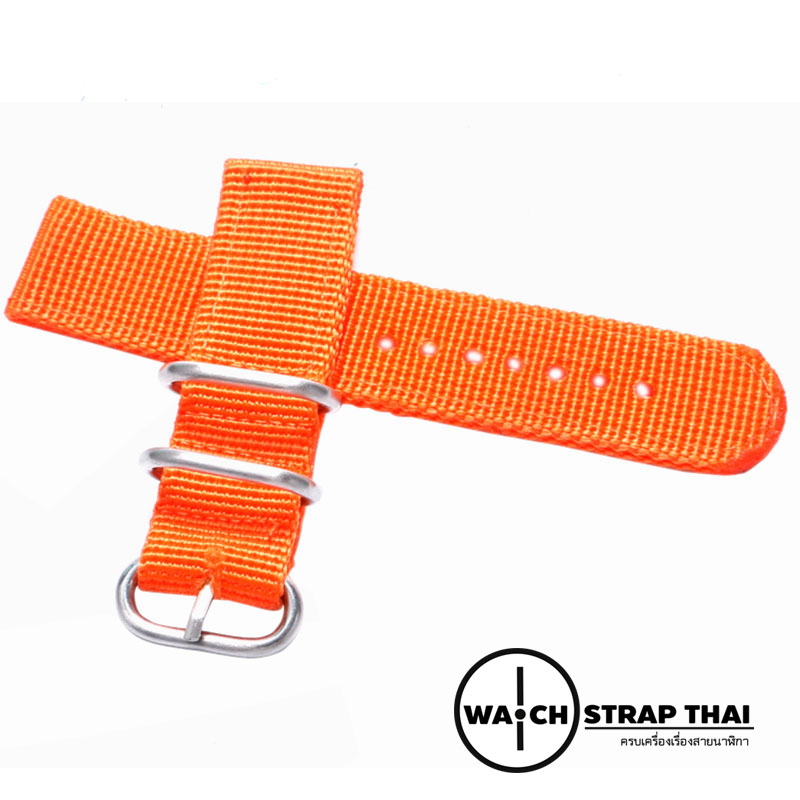 สายนาฬิกา สายนาฬิกาผ้าไนลอน SET02 Black Nylon Watch Strap สีส้ม Orange มีขนาด 20 , 22 mm
