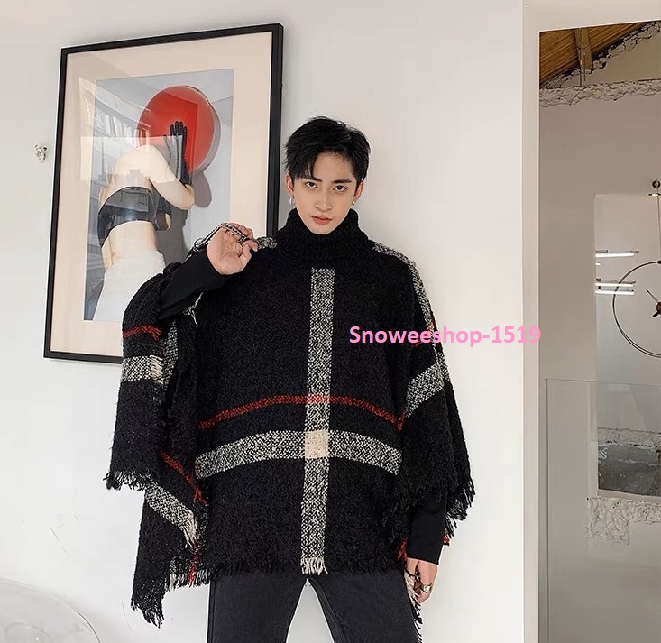 ผ้าคลุมไหล่ผู้ชาย ผ้าแคชเมียร์ผสมไหมพรมสไตล์ตะวันตกใส่กันหนาว กันลม กันหยดน้ำได้ดี ลายวินเทจแบบสวมแต่งปกคอสูงใส่สบาย มี 2 สี ฟรีไซ