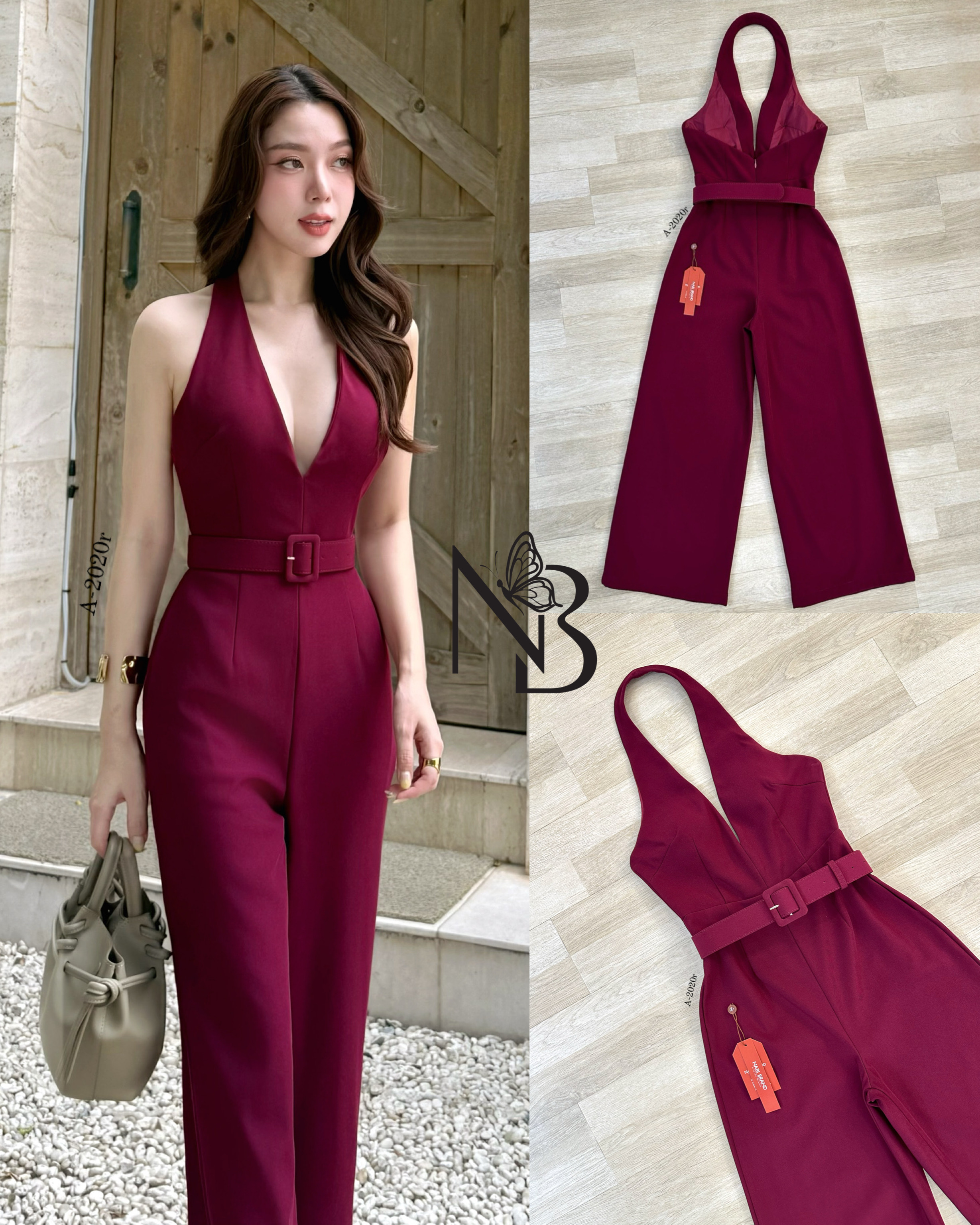 จั้มสูทขายาวทรงขาม้า สีดำทรงคล้องคอ ด้านหน้าเป็นทรงคอวี โชว์หลังแอบsexyหรูไฮมากค่ะ เพิ่มกระเป๋า2ข้าง ใช้งานได้จริง มาพร้อมกับเข็มขัดรัดเอว บอกเลยว่ารุ่นนี้คือ ใส่สวย ดูสูงผอมเพรียว ที่สำคัญเนื้อผ้าดี มีฟองน้ำ มีซับใน 🖤 #นาบีแบรนด์ #nabibrand #blac