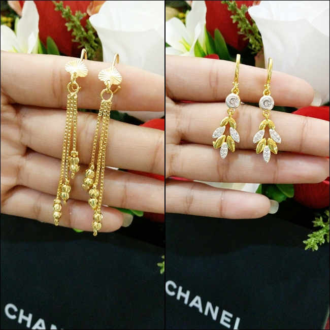 ต่างหูชุบทองคำแท้5ไมครอน ไม่ลอกไม่ดำ โปรโมชั่นลดราคา มี2แบบ