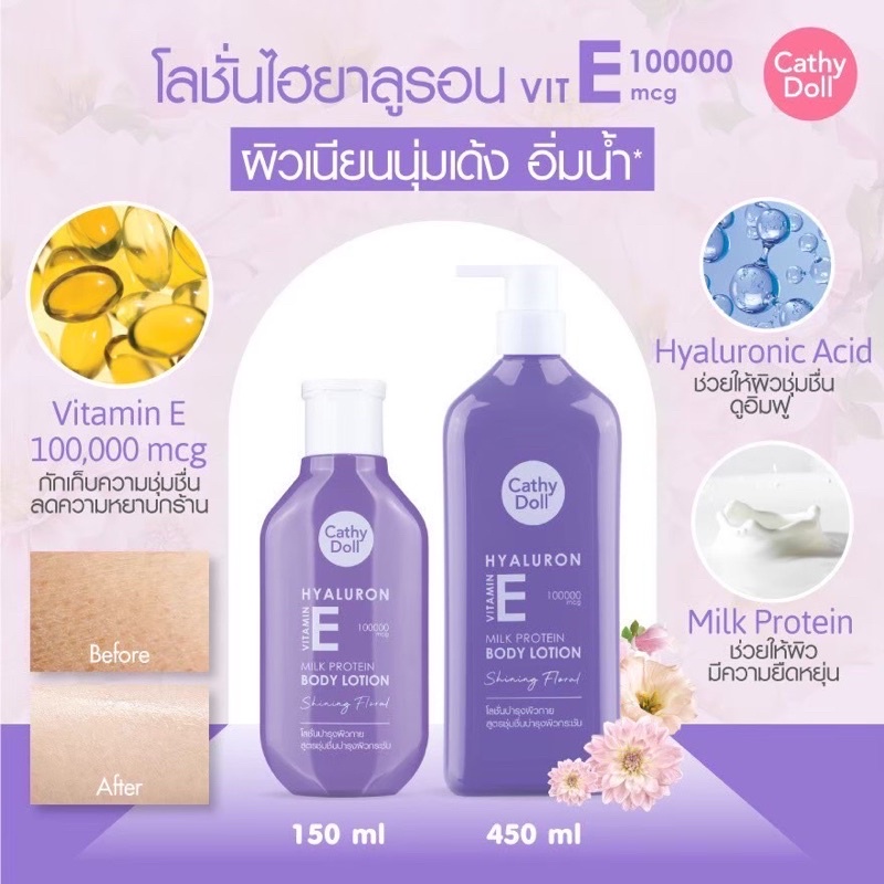 (1แถม1) Cathy Doll Vitamin Body Lotion ( 450 ml แถม 150 ml ) โลชั่นวิตามิน เคที่ดอลล์ 1 แถม 1