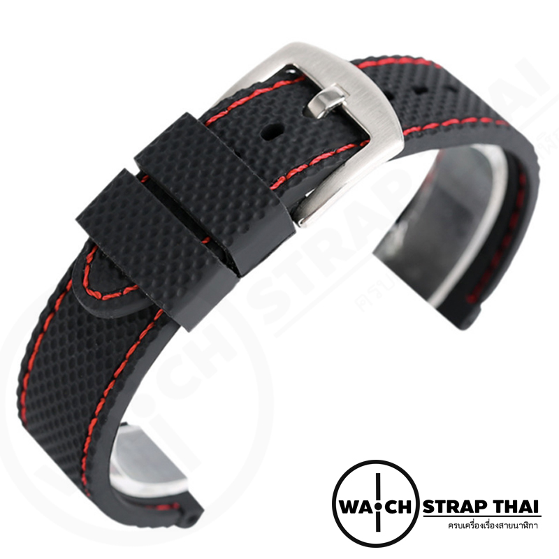 สายนาฬิกายาง SET03 เดินด้ายแดง Rubber Watch Strap Red มีขนาด 20 mm