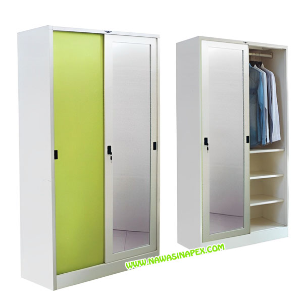 ตู้เสื้อผ้าเหล็ก WS3FH1 บานเลื่อนกระจก
