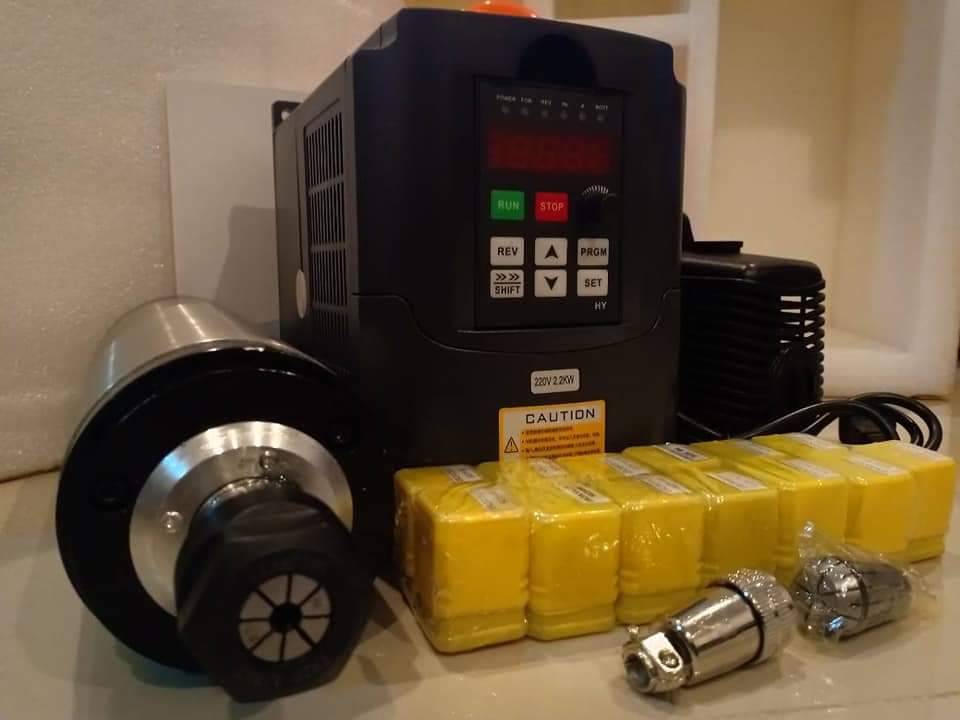 220v/380v 2.2KW Spindle motor, Inverter+ water cooling+ bracket+15 pcs ER20+water pump