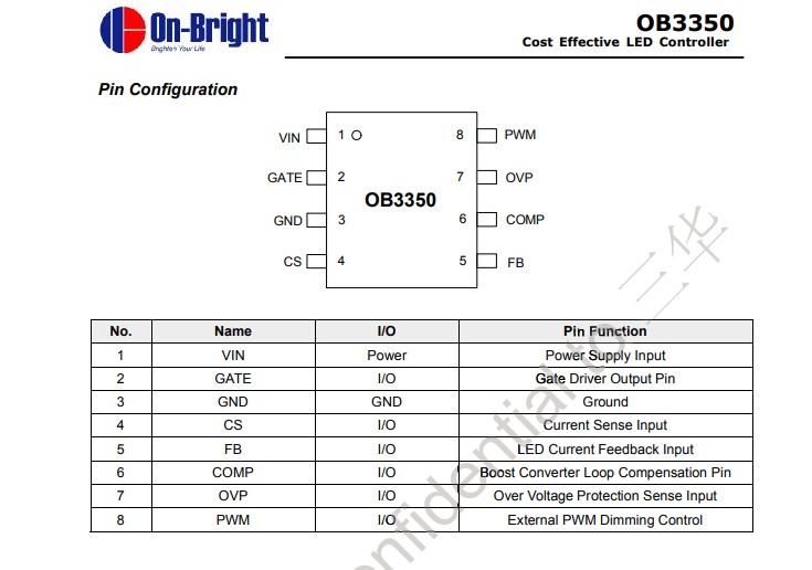 OB3350CP LED Driver IC Datasheet, Pinout, Features, 57% OFF