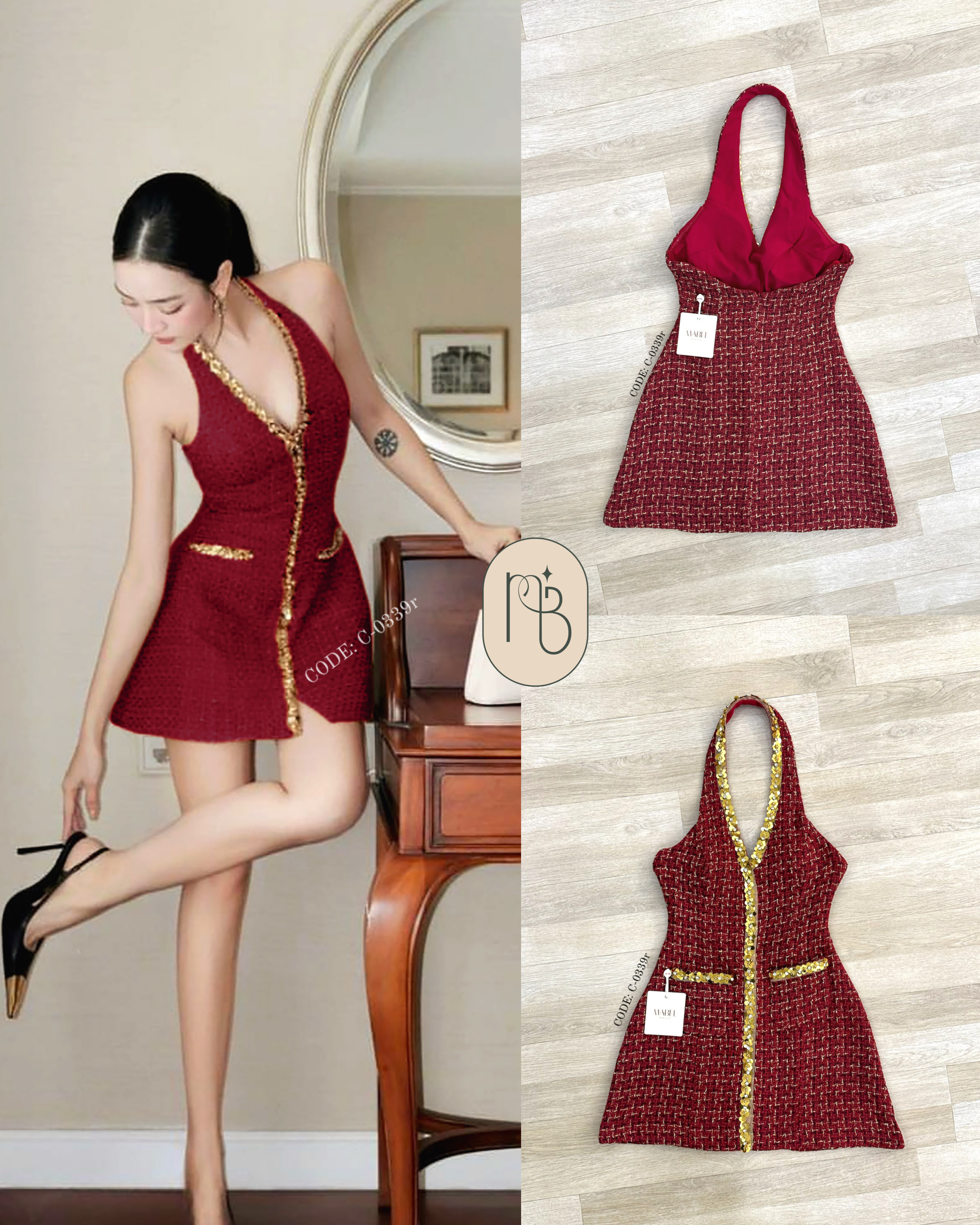 มินิเดรสคล้องคอทวิสทรงเปิดหลัง ดีเทลโครตหรูหรา มีช่องกระเป๋าด้านหน้า ชุดมีฟองน้ำและซับในทั้งตัว สวยมาก งานแฟชั่นสุดปัง งานจริงสวยจึ้ง ผ้าดีสุดๆ คอนเฟริมเลยค่ะ🖤 #BRANDMABEL #งานป้ายmabel