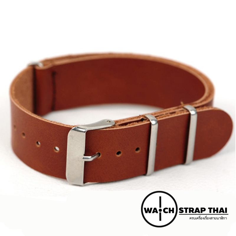 สายนาฬิกานาโต้ สายนาฬิกาหนังวัว Brown Nato Leather Strap มีสี Brown มีขนาด 20 , 22 mm สีน้ำตาล