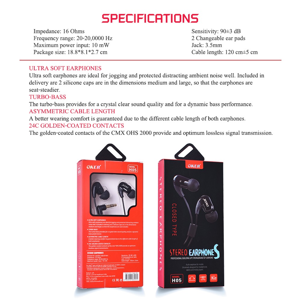 OKER H-05 MP3 OKER EARPHONE SKU-02939