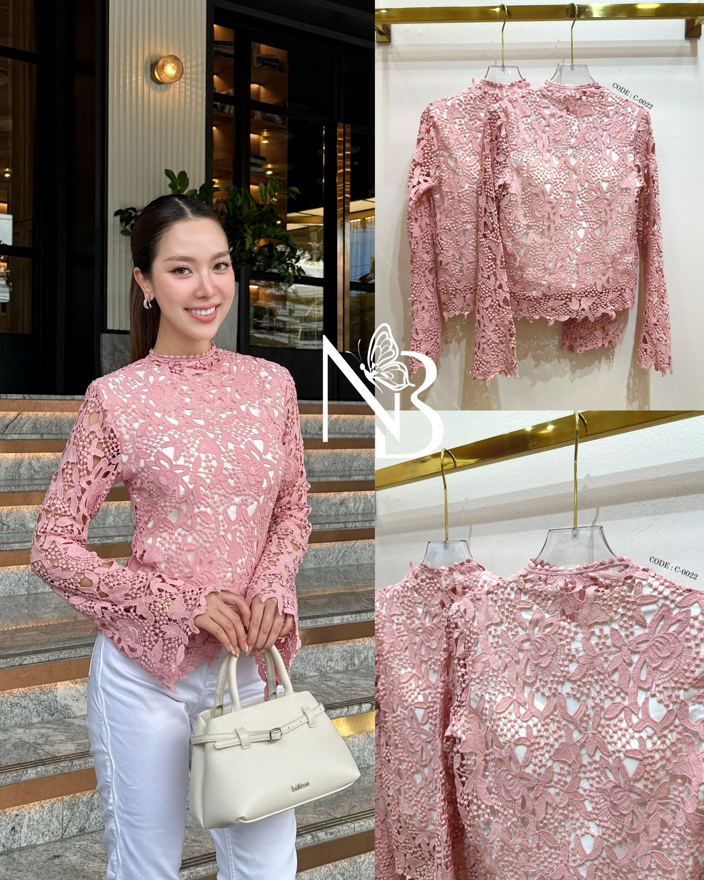 Label :: #NABIBRAND Code :: C-0022 Detail :: เสื้อลูกไม้ทรงคอเต่าแขนยาวแบบบานออก ชายระบาย มีซับในผ้าคอตตอน มีฟองน้ำเสริม มาด้วยกัน 2 สี สีฟ้าและสีขาว ชุดเข้าพรรษา ทอดกฐิน งานบุญ งานวัด งานเทศกาลไทยต่างๆ ใครที่มีกระโปรงผ้าถุงที่บ้านอยู่แล้ว อยากได้แค่เสื้อ