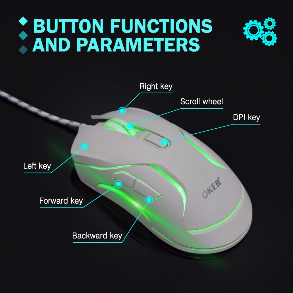 OKER X25 MOUSE USB 6D LED 1000DPI ไฟ7สี SKU-02947