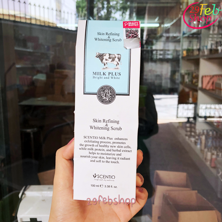 Scentio Milk Plus Whitening Scrub Gel 100ml เจลสครับขัดผิวนม
