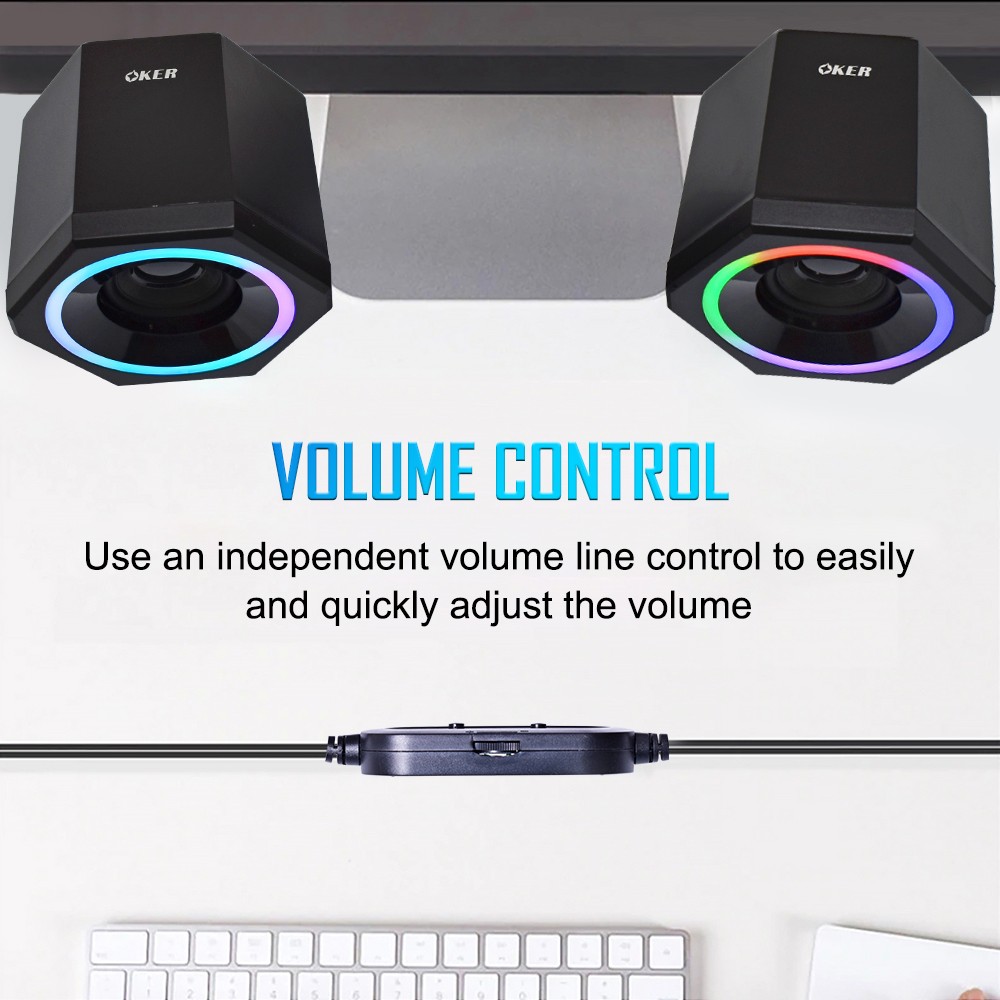 OKER SP-859 MULTIMEDIA SPEAKERS ไฟเรืองแสง 3w. x2 SP-OK-20-859XX