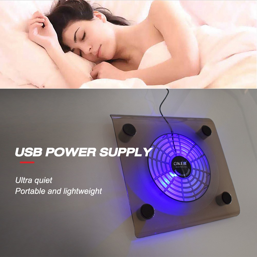 C814 OKER NOTEBOOK COOLING PAD มีไฟ SKU-02325