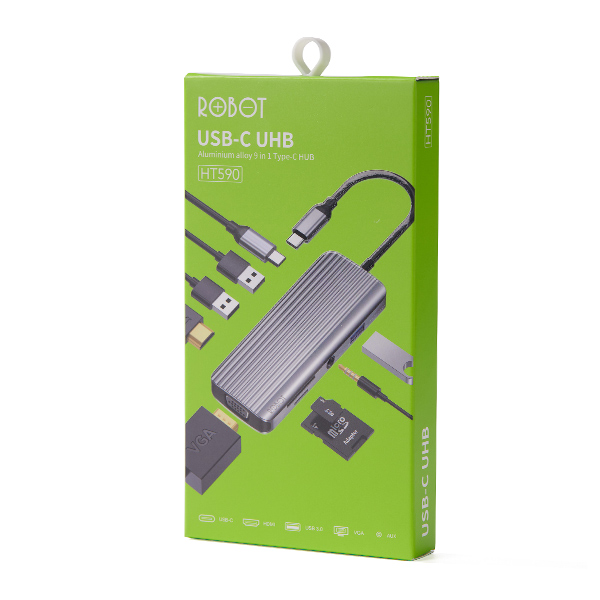 ROBOT HT590 INTERFACE USB-CHUB 6 IN1 (รองรับการชาร์ทเร็ว) SKU-02865