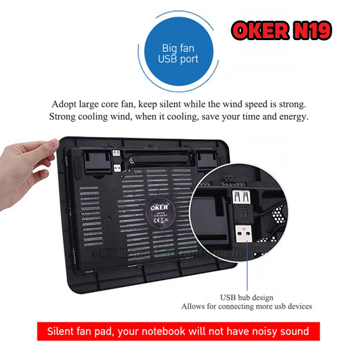 N19 OKER Big FAN NOTEBOOK มีไฟ FA-OK-NB-N19BK
