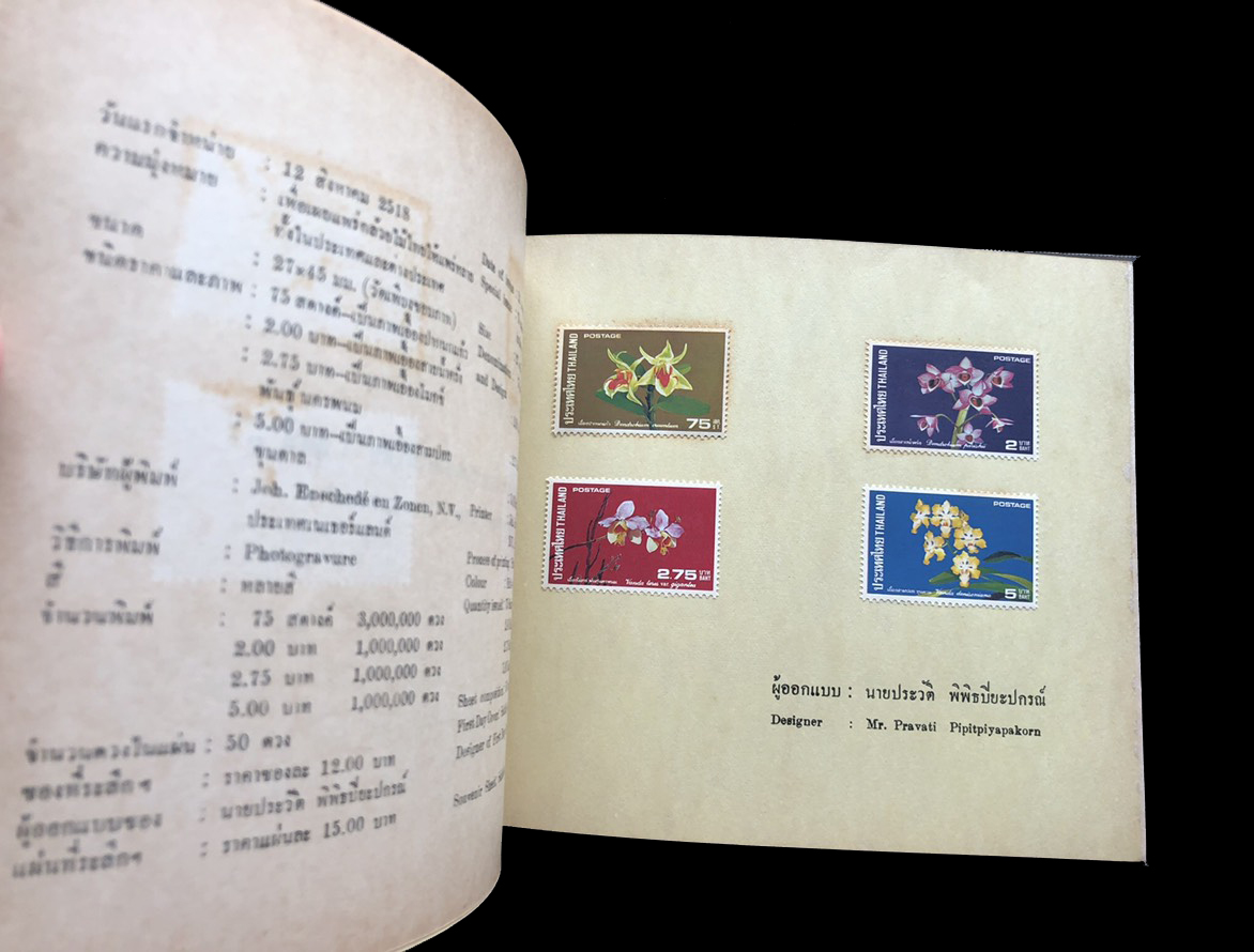 สมุดตราไปรษณียากรไทยประจำปี 2518 (Complements of the Post and Telegraph Department Bangkok, Thailand)