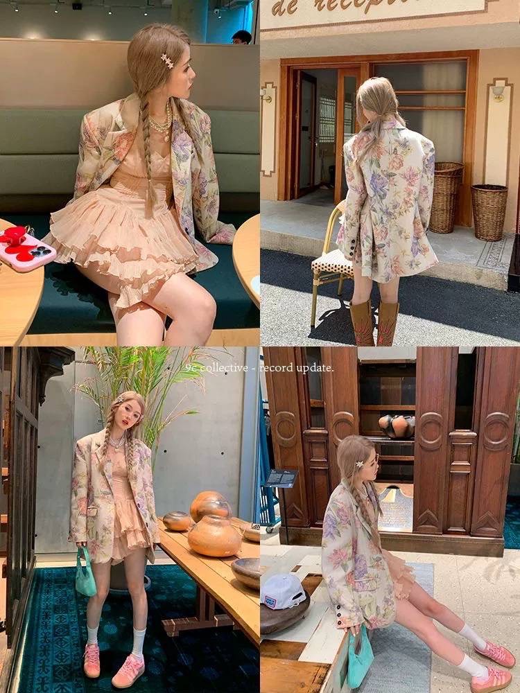 เสื้อสูทตัวยาว ลายดอกไม้ สีสันสดใส งานเกรดพรีเมี่ยม มีซับในอย่างดีค่ะ