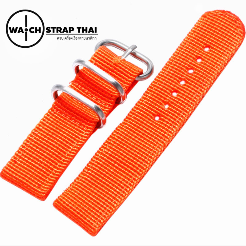 สายนาฬิกา สายนาฬิกาผ้าไนลอน SET02 Black Nylon Watch Strap สีส้ม Orange มีขนาด 20 , 22 mm