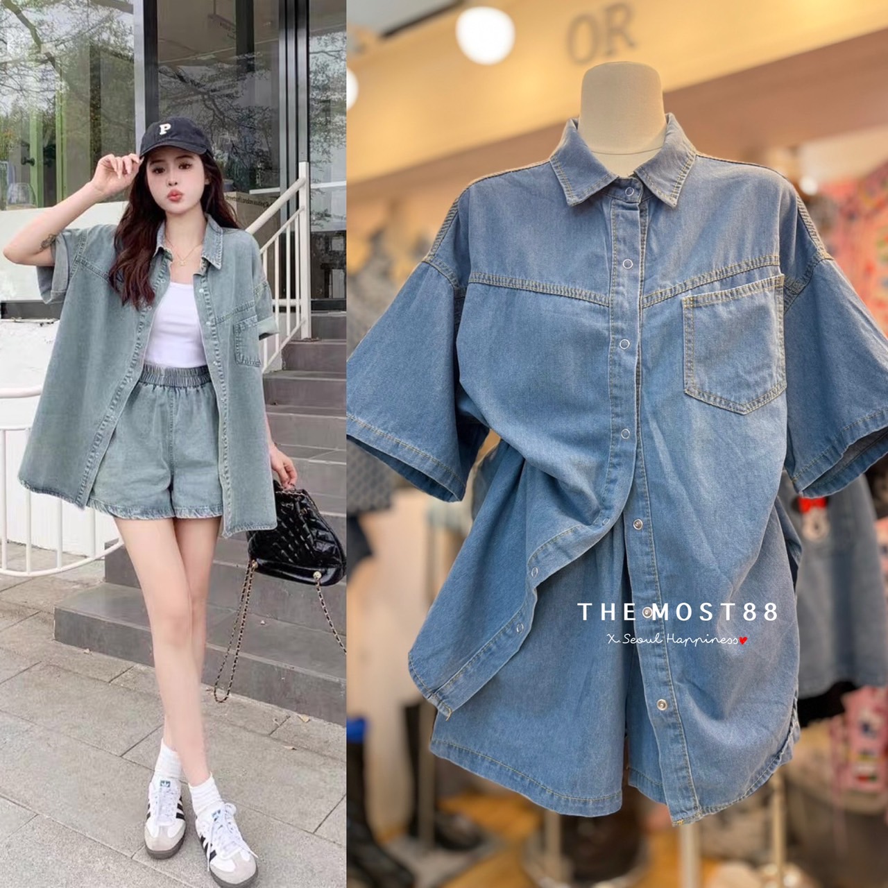 เชิ้ตยีนส์แขนยาวกระดุมแป็กแต่งตารางครึ่งซีก #vshopbrand #vshop #เสื้อกันหนาว #คาดิแกน #เสื้อคลุม #เสื้อแขนยาว #croptop #streetwear #streetstyle #hoodiejacket #เแจ็คเก็ต #jacket #ยีนส์ #denim #shirt #เชิ้ตยีนส์