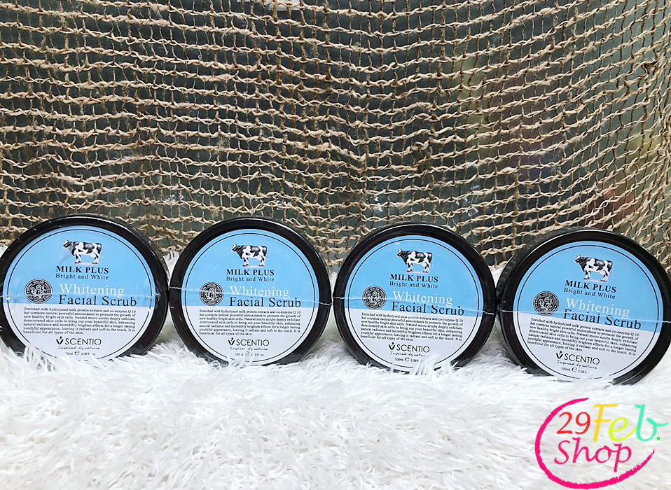 Scentio Milk Plus Bright and White Facial Scrub เซนทิโอ มิลค์พลัส ไบร์ แอนด์ ไวท์ เฟเชียล สครับ 100 ml
