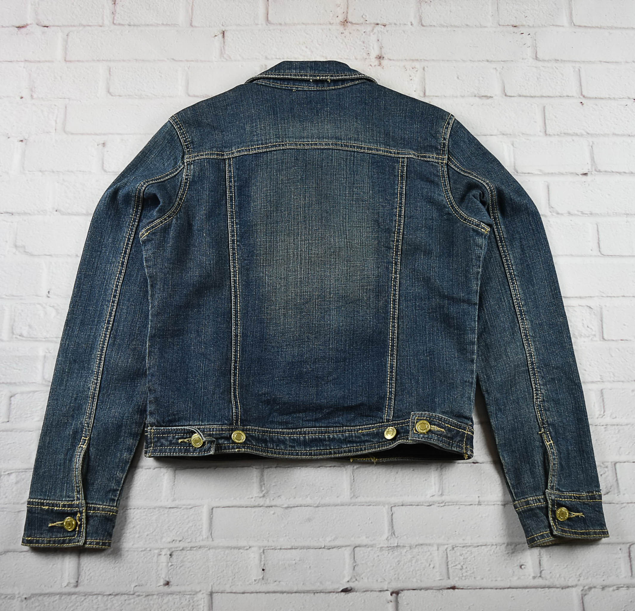 Wave List อกจริง 36 ไซส์ S เสื้อแจ็คเก็ตยีนส์ แขนยาว ผู้หญิง สีเข้มฟอก มีซับใน ทรงสวย เนื้อผ้านุ่มใส่สบาย คลุมกันแดด