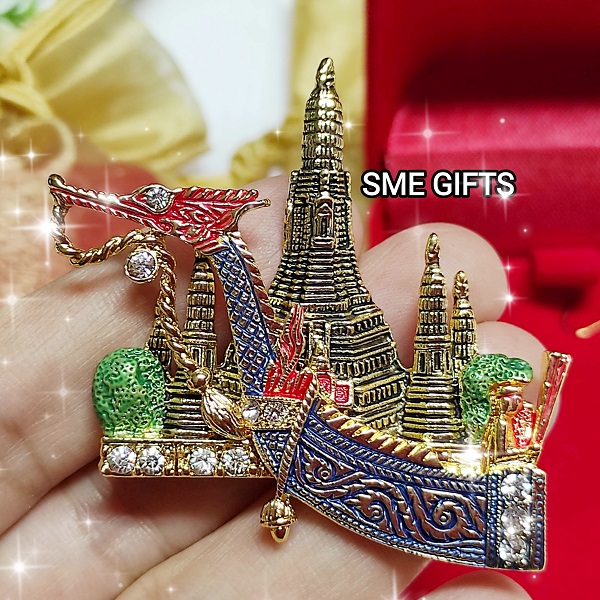 เรือสุพรรณหงส์ (สีน้ำเงิน) วัดอรุณ พร้อมกล่องกำมะหยี่และถุงไหมแก้ว GP20017 ชิ้น