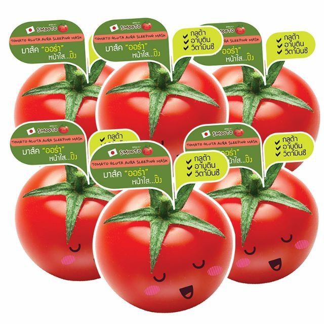 (1ซอง) Smooto Tomato Gluta Aura Plus Sleeping Mask สมูทโตะ โทเมโท กลูต้า ออร่า พลัส