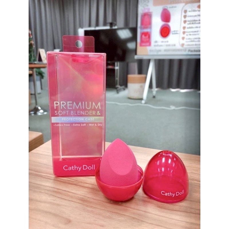 Cathy Doll Premium Soft Blender & Protection Case เบลนเดอร์ พร้อม เคสใส่กันฝุ่น ฟองน้ำแต่งหน้า พัฟแต่งหน้า