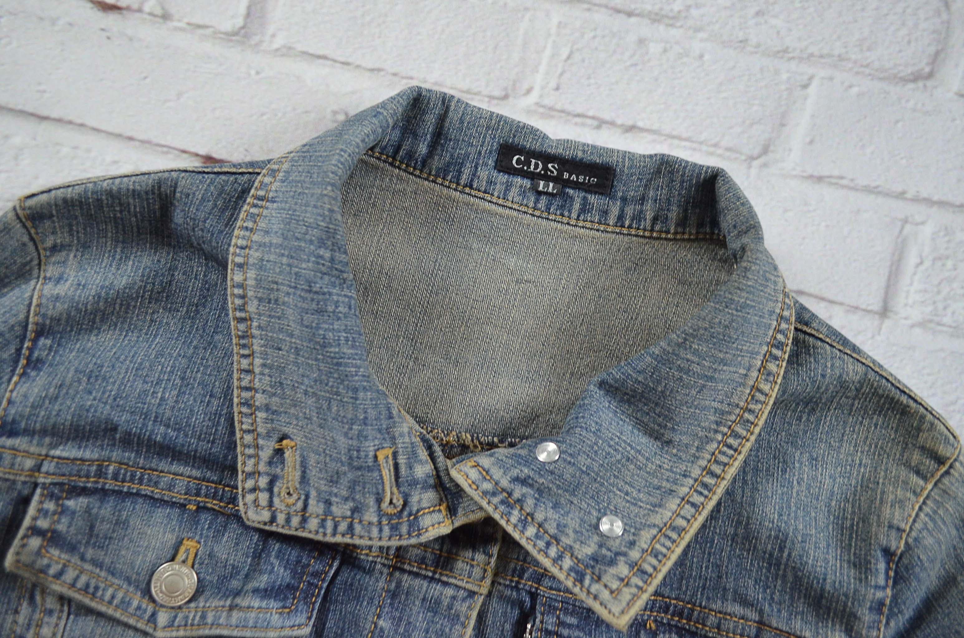 C.D.S BASIC อกจริง35' (S) เสื้อแจ็คเก็ตยีนส์ เสื้อยีนส์แขนยาวหญิงชาย ผ้ายีนส์ยืด เนื้อผ้านุ่มใส่สบายไม่แข็ง