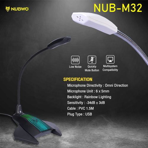 NUBWO NUB-M32 Nubwo ไมโครโฟนเกมมิ่ง USB แบบตั้งโต๊ะ SKU-02407