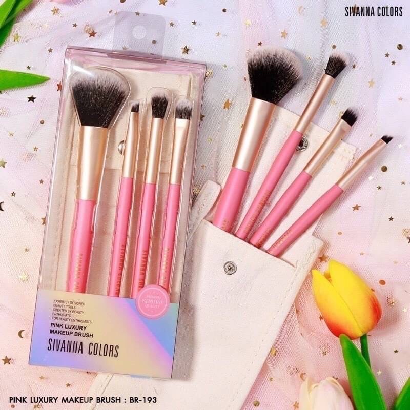 SIVANNA PINK LUXURY MAKEUP BRUSH BR-193 เซทแปรงแต่งหน้า 4 ชิ้น ขนแปรงนุ่ม