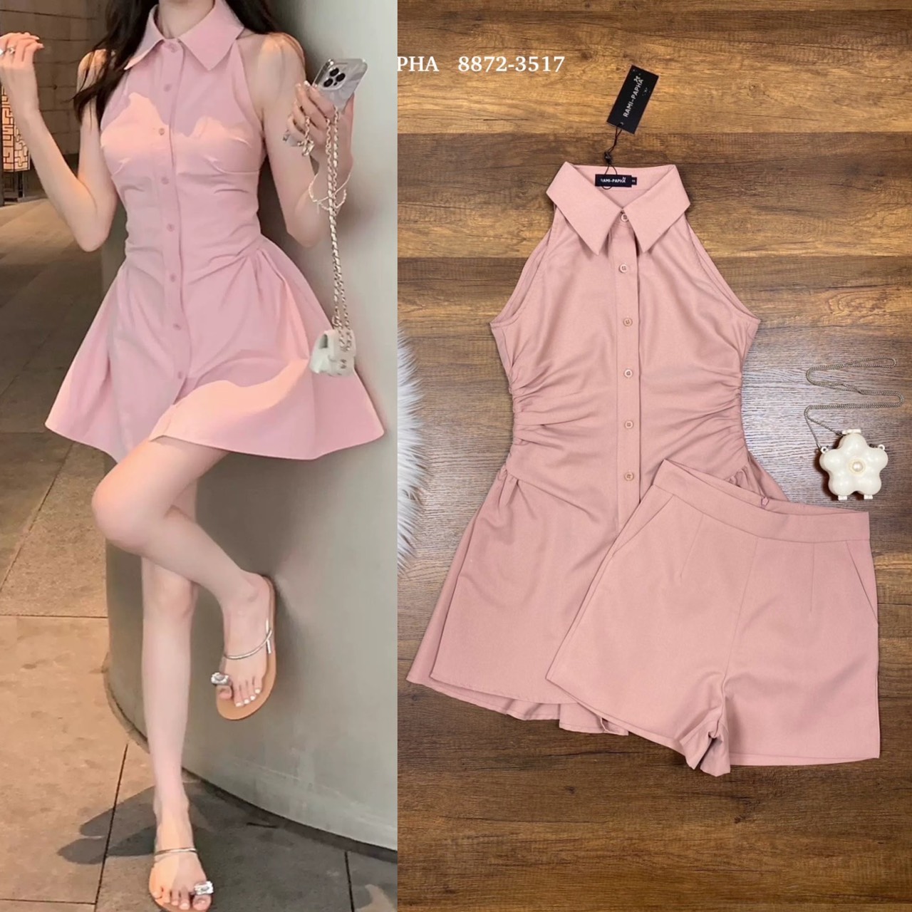Label :: RAMI-PAPHA(รมิปภา) White Gold Set. เซต3ชิ้น.. สีขาวแบบฉบับผู้ดี เสื้อคอปกกระดุมหน้า ดีเทลเก๋ทั้งตัว ดีเทลเสื้อหน้าสั้น ด้านหลังยาว เนื้อผ้านิ่มรีดง่าย สวมใส่สบาย ++กางเกงขาสั้นเนื้อผ้าและสีเดียวกัน ซับในอย่างดีทั้งตัว มีกระเป๋าใช้งานได้จริง ซิปหล