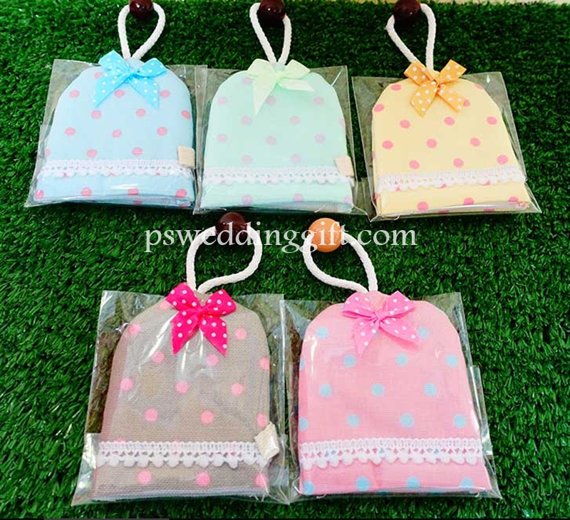 ที่เก็บกุญแจผ้าหวานๆ ลายจุด คละสี แพ็คถุงแก้ว