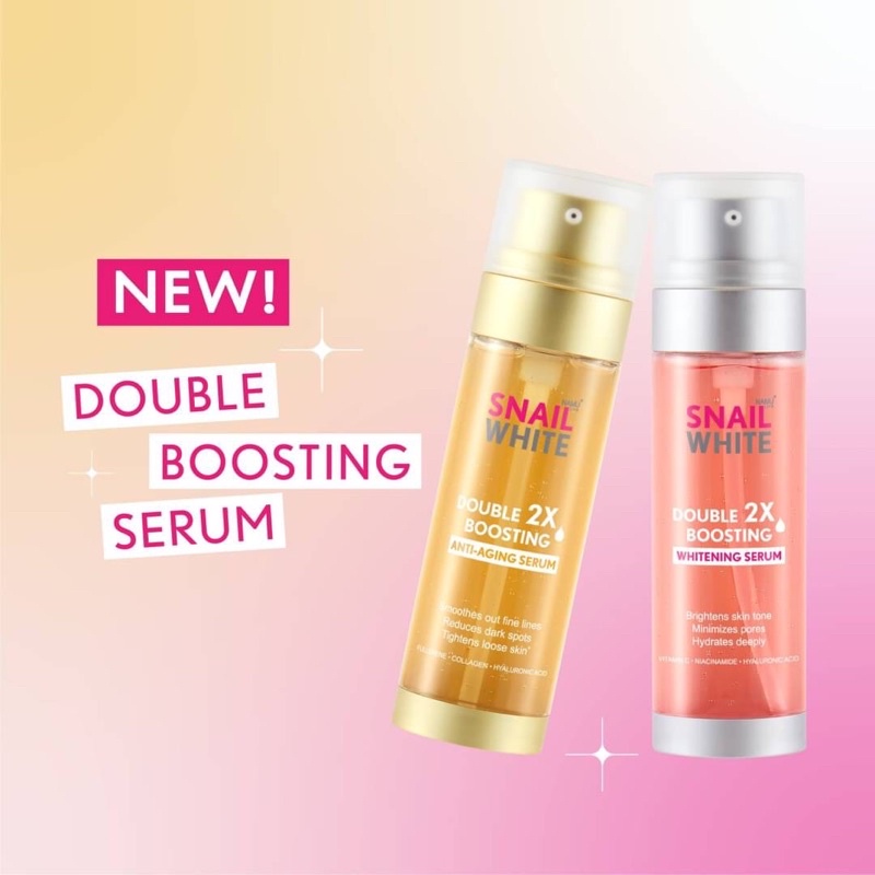 SNAIL WHITE DOUBLE BOOSTING SERUM 2 เซรั่มในขวดเดียว 40ml + 40 ml เซรั่มสเนลไวท์
