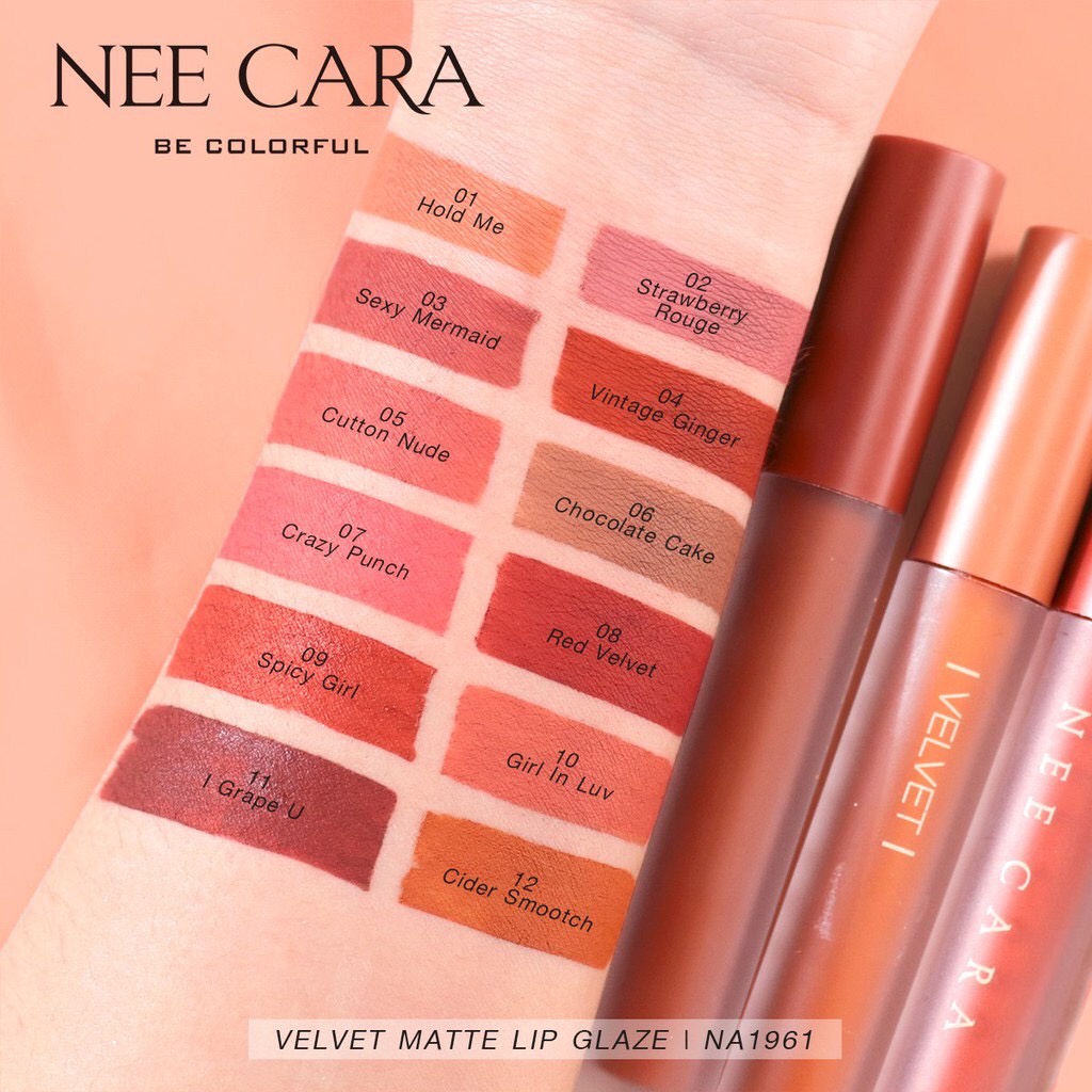 NEE CARA Velvet Matte Lip Glaze NA1961 เวลเวท แมท ลิป เกรซ 4กรัม