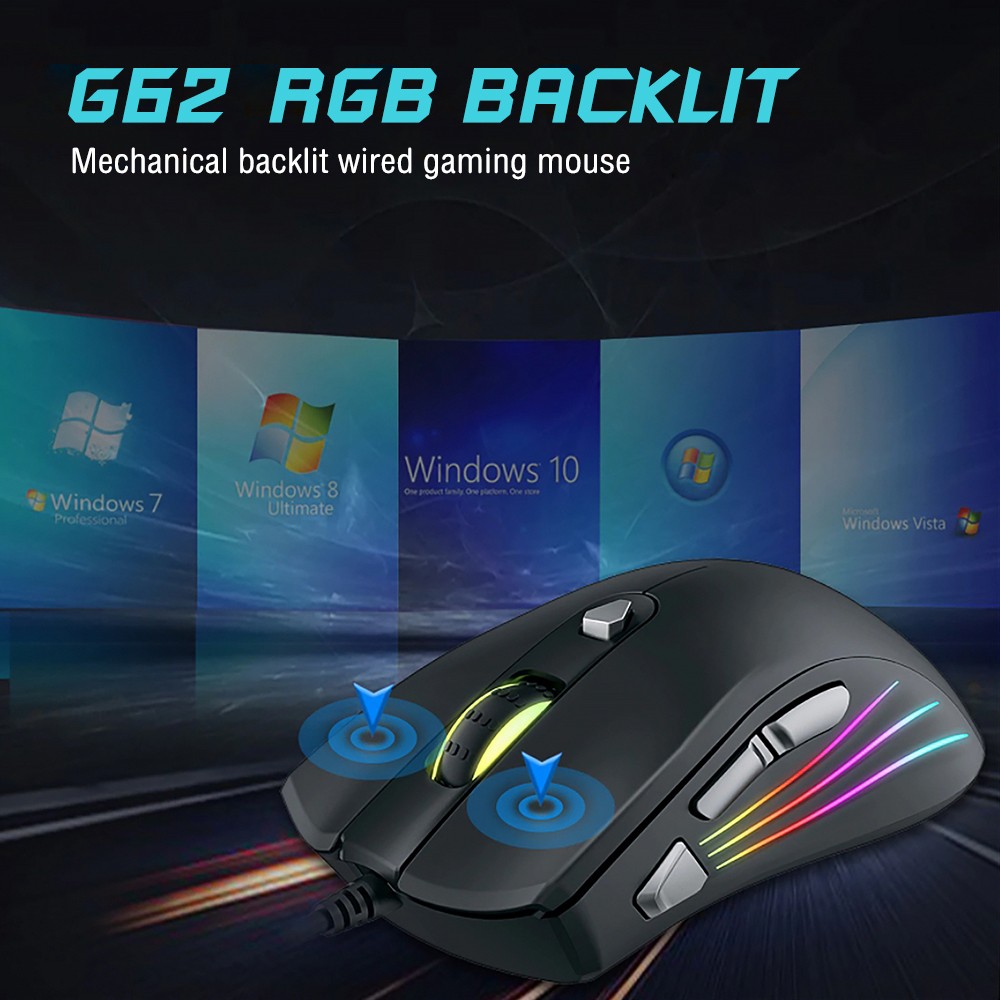 OKER G62 MOUSE MACRO USB 7200DPI ESPORTS GAMING RGB MECHANICAL SKU-02953