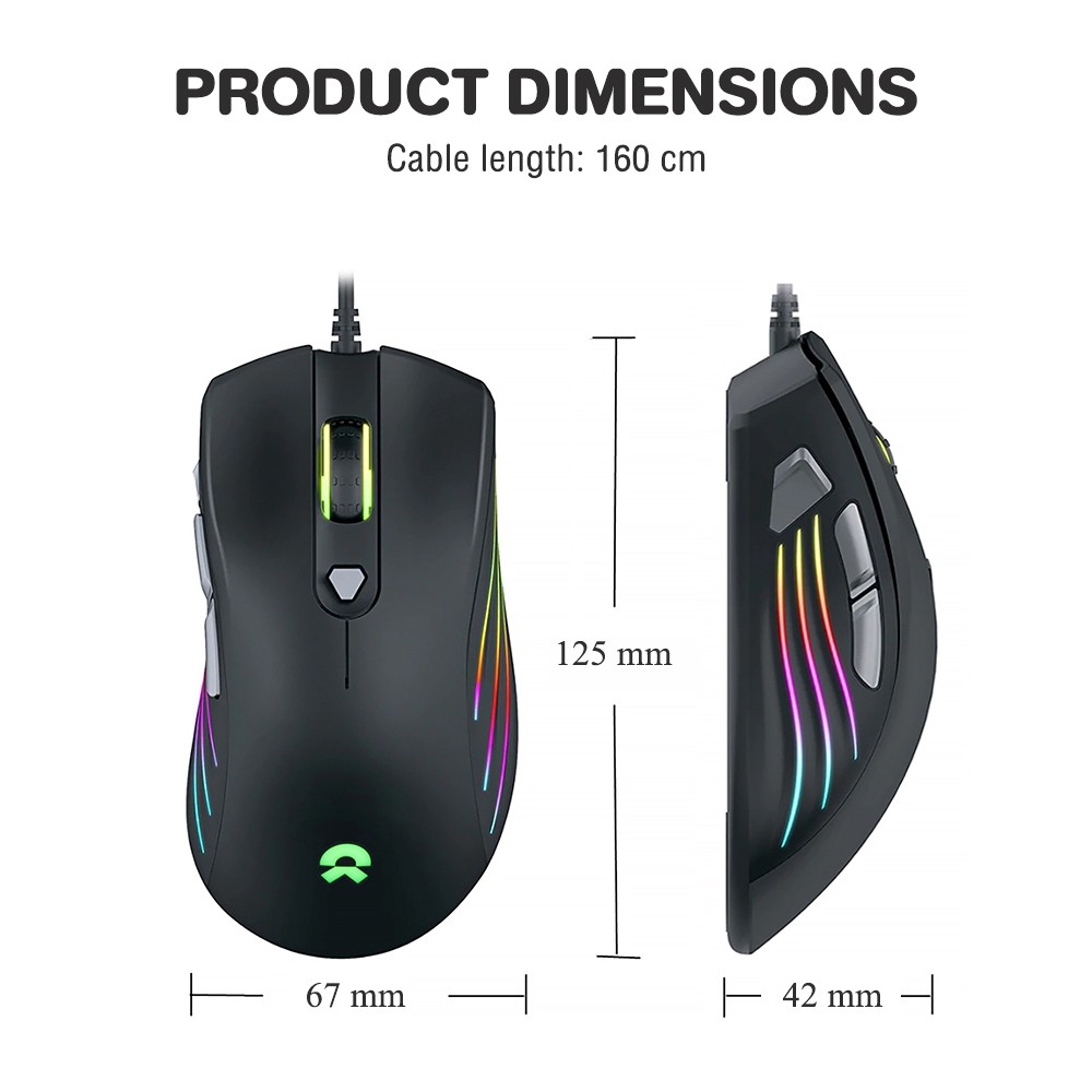 OKER G62 MOUSE MACRO USB 7200DPI ESPORTS GAMING RGB MECHANICAL SKU-02953