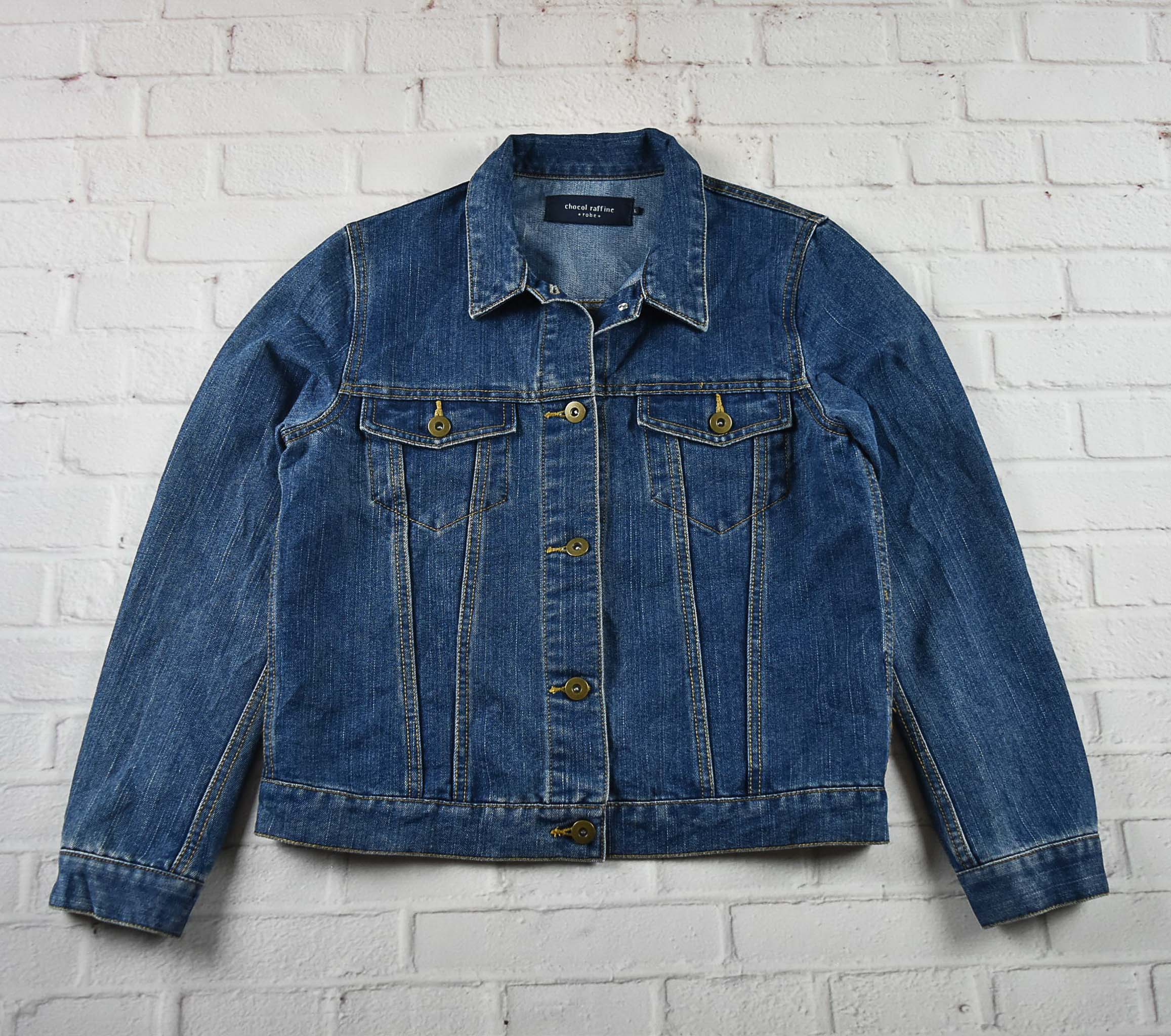 chocol raffine อกจริง 37 ไซส์ M เสื้อแจ็คเก็ตยีนส์ แขนยาว ผู้หญิง สีเข้ม เนื้อผ้านุ่ม ทรงสวย ใส่คลุมกันแดด