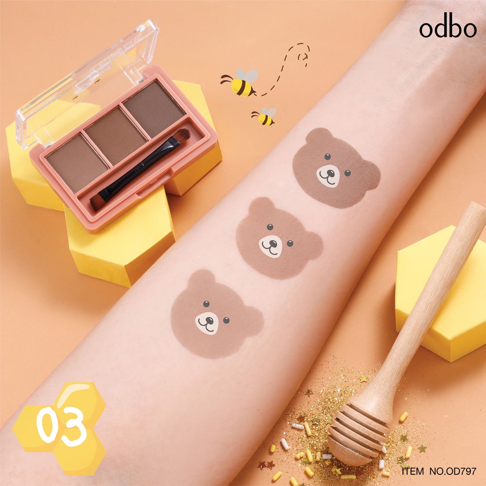 โอดีบีโอ พาเลทเขียนคิ้ว พาเลทคิ้วแบบฝุ่น 1.5g OD797 odbo 3 Color Matches of Brows ❤