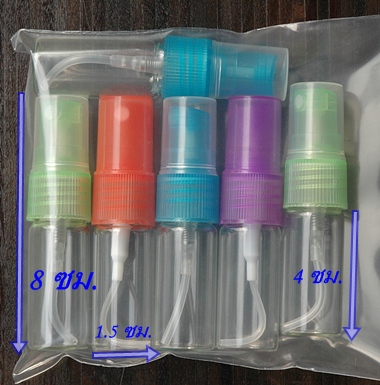 ขวดแก้วบรรจุน้ำหอม คละสี/ ขนาด 10 ซีซี , 6ใบ (ทรงเตี้ย)